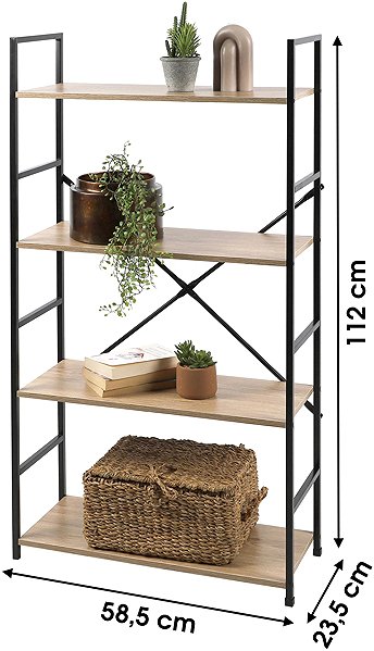 Shelving Unit DOCHTMANN Shelf rack colourado metal, 58,5 × 23,5 × 112 cm oak ...