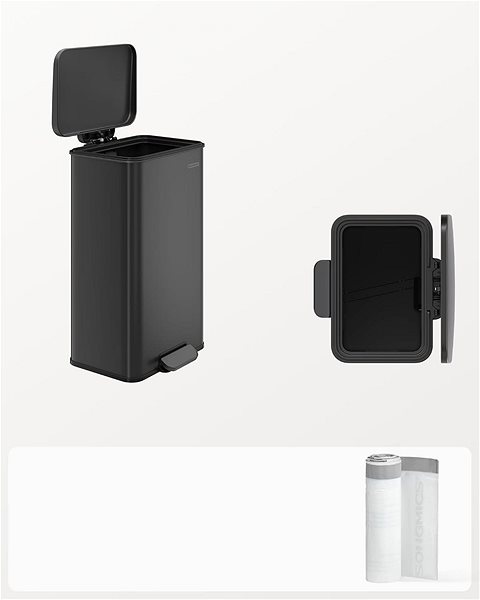 Rubbish Bin Houseland Waste bin with lid Jespra 40 l, black ...