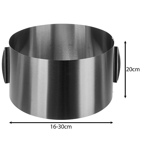 Baking Mould Ruhhy 24619 Adjustable cake tin round, stainless steel, 16 - 30 cm, height 20 cm ...