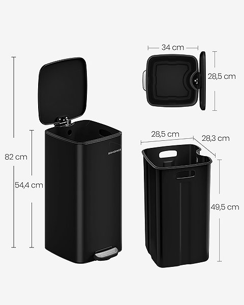 Rubbish Bin Songmics and Vasagle Amis 30 L waste bin, black ...