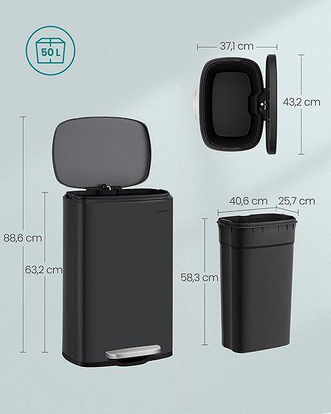 Rubbish Bin Songmics Waste bin with lid DORO 30 L, silver ...