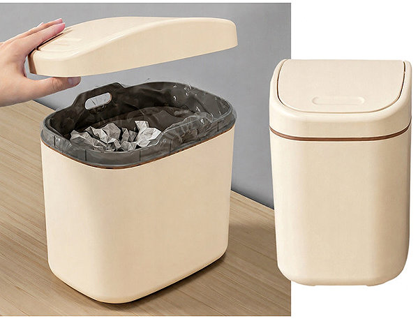 Rubbish Bin Verk 27674 Mini Waste Bin with Lid 2L, Beige ...