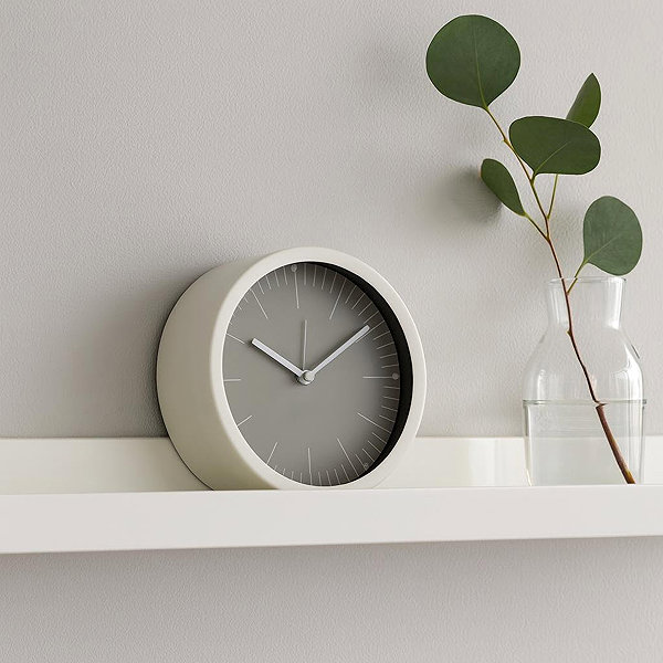 Alarm Clock Home Styling Collection GIST Desk Clock, grey, minimalist dial, diameter 15cm.