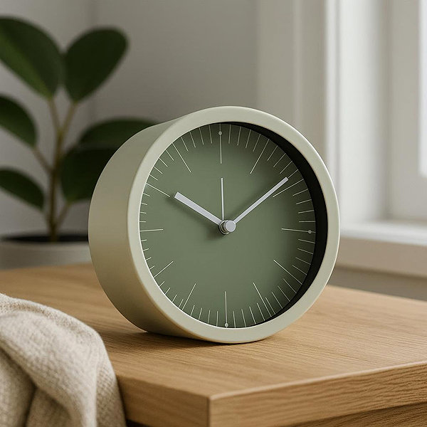 Alarm Clock Home Styling Collection Table clock GIST, green, minimalist dial, diameter 15 cm ...
