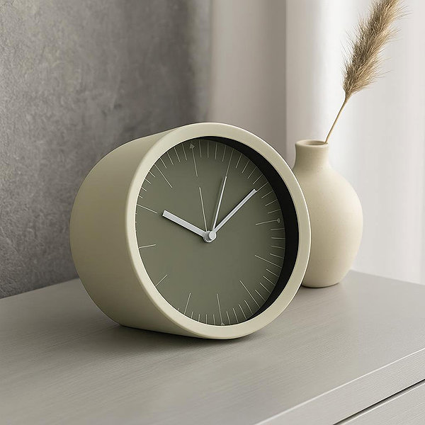Alarm Clock Home Styling Collection Table clock GIST, green, minimalist dial, diameter 15 cm ...