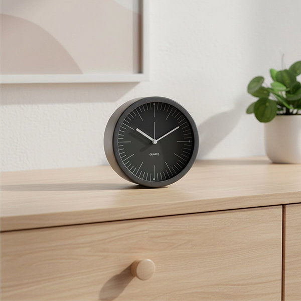 Alarm Clock Home Styling Collection GIST Desk Clock, minimalist dial, 15cm diameter.