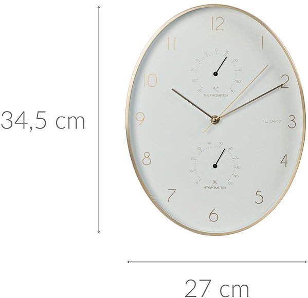 Wall Clock Home Styling Collection Wall Clock Alu with thermometer and hygrometer, gold ...