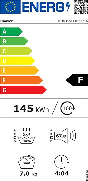Clothes Dryer HOOVER ND4 H7A1TSBEX-S Energy label