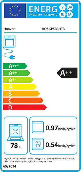 Built-in Oven HOOVER HO6 SP5B3HTB COLLECTION 5 Energy label