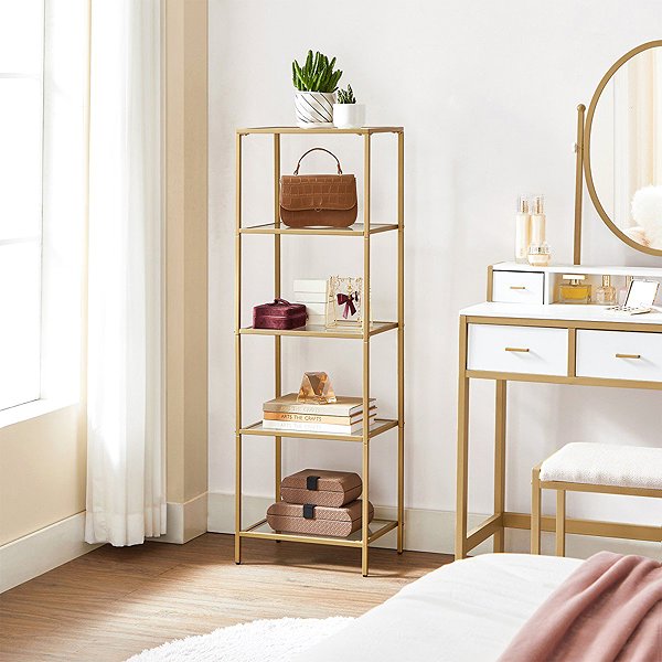 Shelving Unit Houseland Vasagle Vondrow 124,5 cm, gold ...