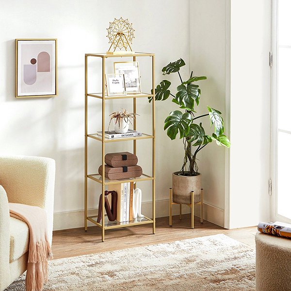Shelving Unit Houseland Vasagle Vondrow 124,5 cm, gold ...