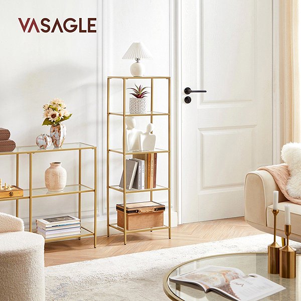 Shelving Unit Houseland Vasagle Vondrow 124,5 cm, gold ...