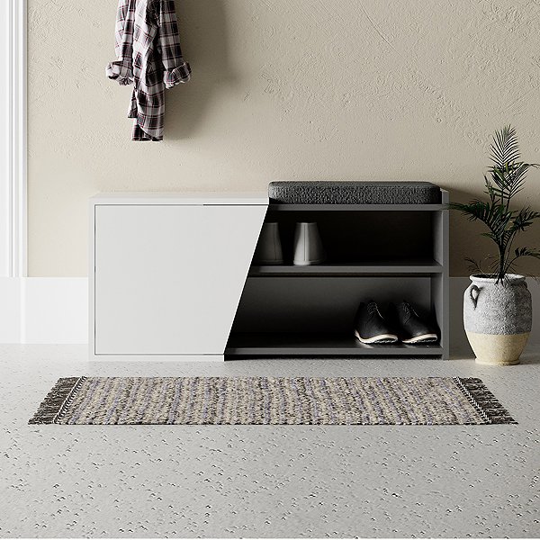 Shoe Rack Houseland Shoe rack Fiona anthracite/white ...