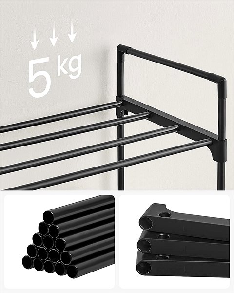 Shoe Rack Houseland Clarna 92 cm, black ...