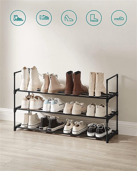 Shoe Rack Houseland Rezula 55 cm, black ...