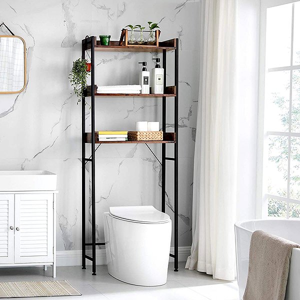 Shelving Unit Houseland Vasagle Adde Bathroom shelf brown ...