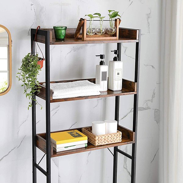 Shelving Unit Houseland Vasagle Adde Bathroom shelf brown ...