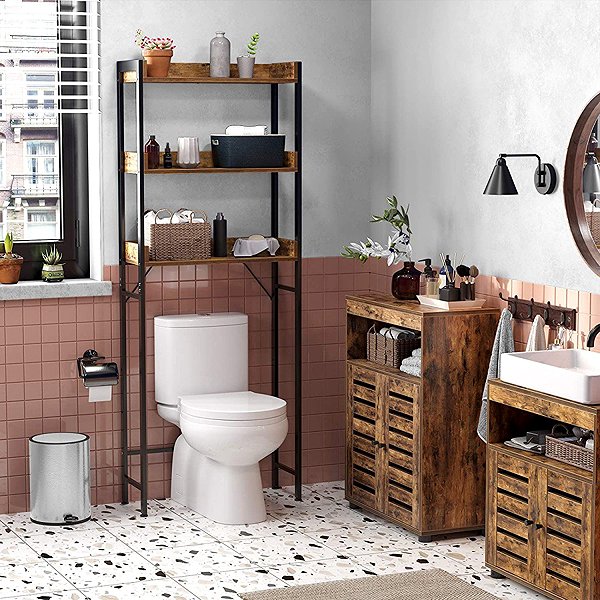 Shelving Unit Houseland Vasagle Adde Bathroom shelf brown ...