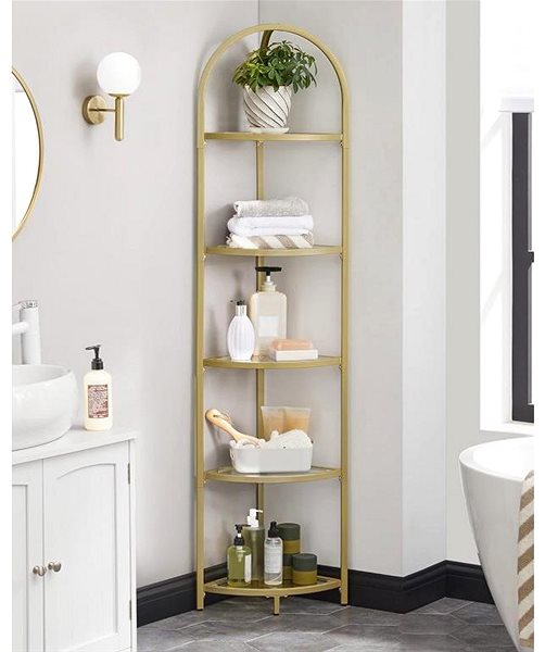 Shelf Houseland Corner shelf Vasagle Darby gold ...