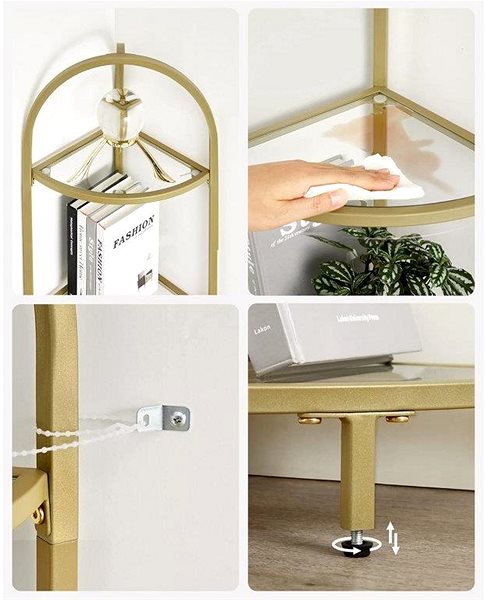 Shelf Houseland Corner shelf Vasagle Darby gold ...