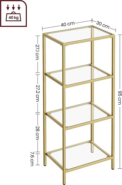 Shelving Unit Songmics Vasagle Varma shelving unit gold ...