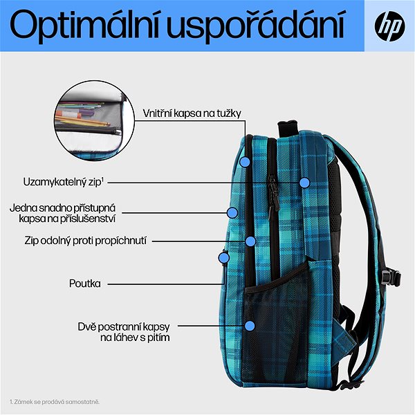 Laptop hátizsák HP Campus XL Tartan Plaid Backpack 16.1