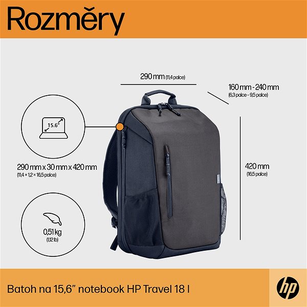 Laptop hátizsák HP Travel 18l Laptop Backpack Iron Grey 15,6