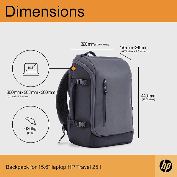 Laptop Backpack HP Travel 25l Laptop Backpack Iron Grey 15.6