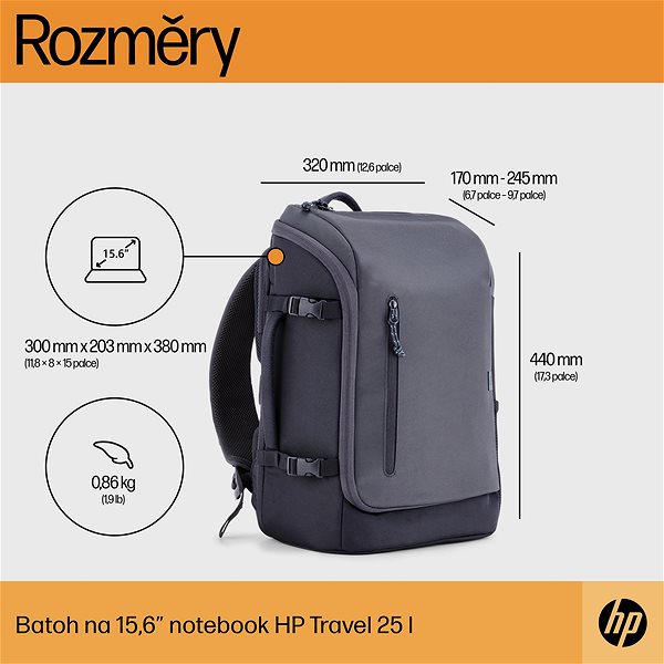 Batoh na notebook HP Travel 25l Laptop Backpack Iron Grey 15.6