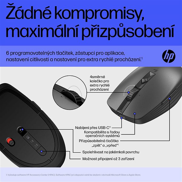Egér HP 715 Rechargeable Multi-Device Bluetooth Mouse ...
