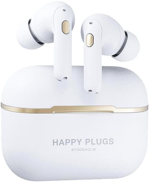 Wireless Headphones Happy Plugs Air 1 Zen White Lateral view