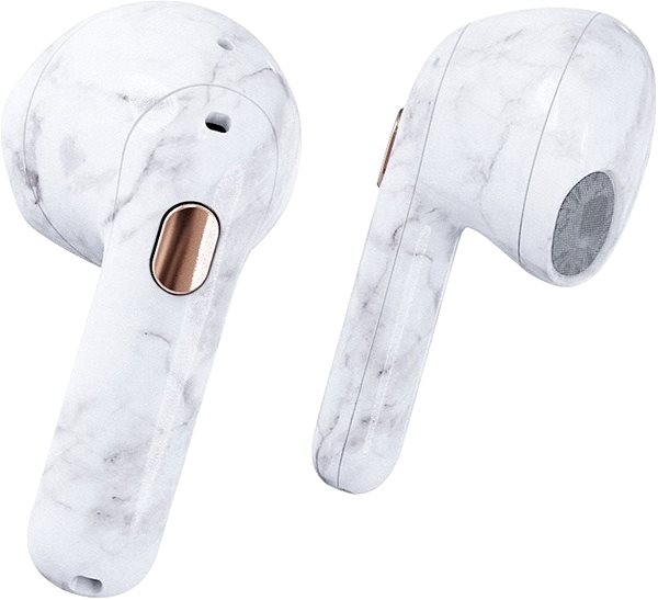Wireless Headphones Happy Plugs Hope White Marble Lateral view