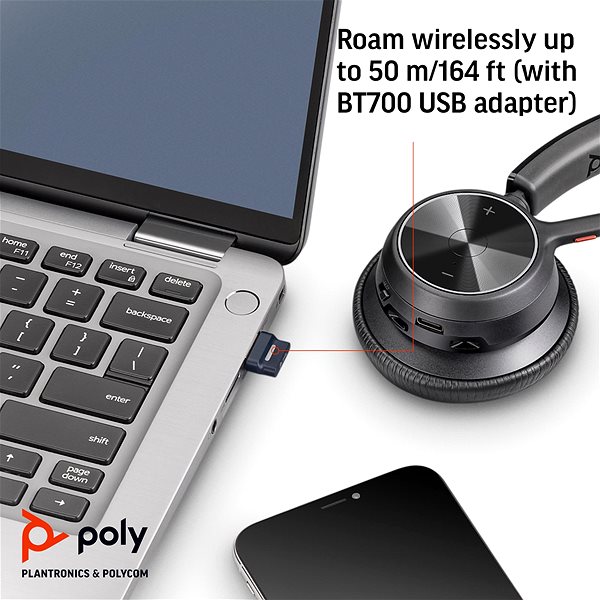 Wireless headphones HP Poly VOY 4320 -M USB-C HS+BT700 .