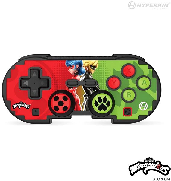 Gamepad Hyperkin Pixel Art Miraculous Bluetooth Controller for Nintendo Switch/PC/Mac/Android (Bug & Cat) ...