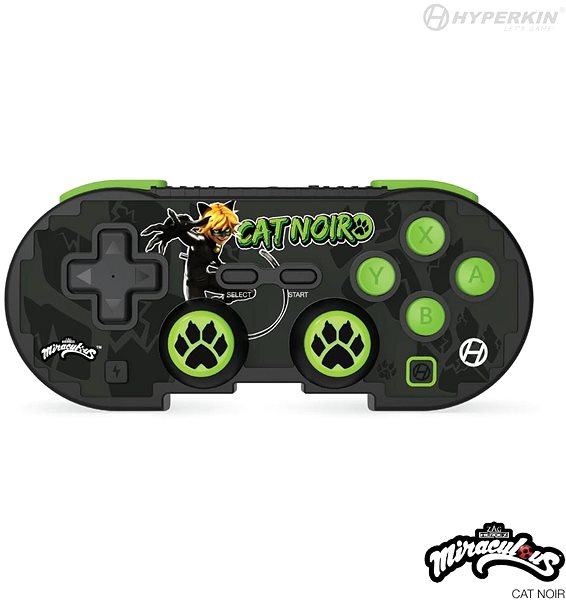 Gamepad Hyperkin Pixel Art Miraculous Bluetooth Controller for Nintendo Switch/PC/Mac/Android (Cat Noir) ...