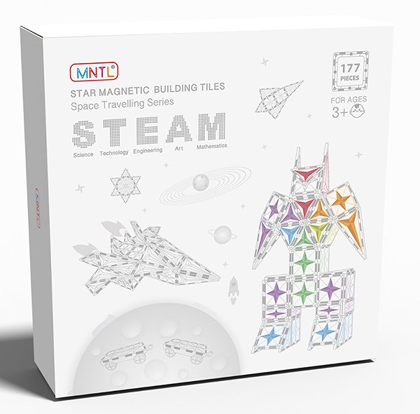 MNTL Magnetic Construction Set Space Travelling, 177 pcs, pastel.