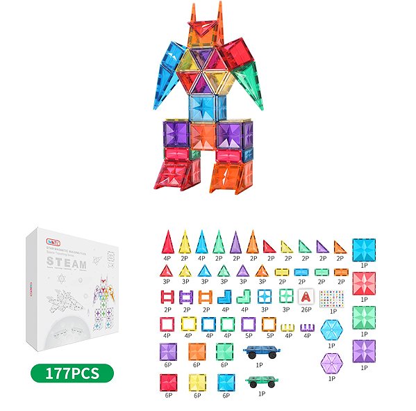 MNTL Magnetic Construction Set Space Travelling, 177 pcs, pastel.
