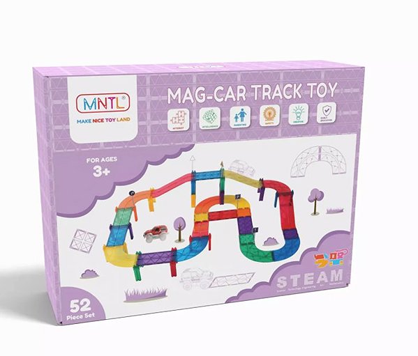 MNTL Magnetic Car Track Toy, 52 pcs building set.
