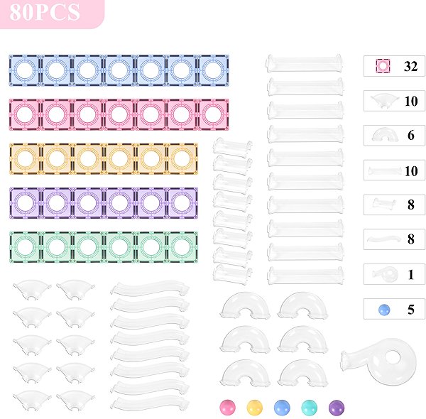 MNTL Magnetic construction set Run toy, pastel, 80 pcs.