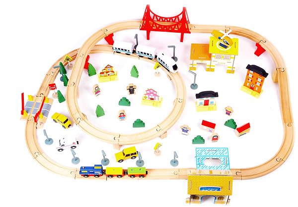 Vláčkodráha Aga4Kids Dřevěná vláčkodráha 108 dílů ...