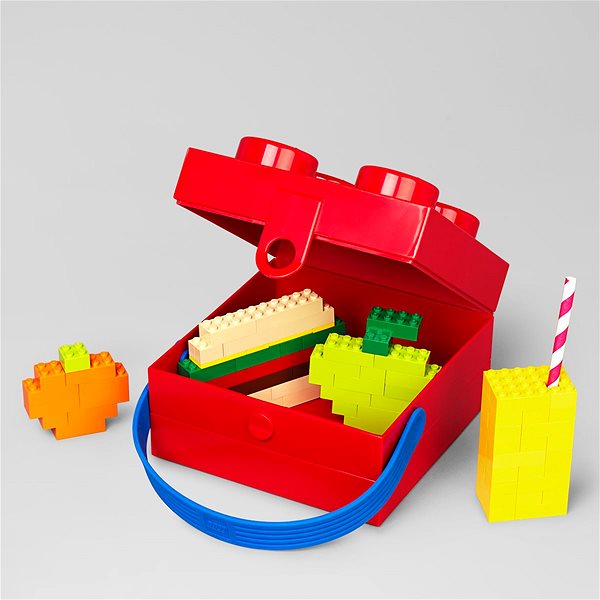 Tároló doboz LEGO doboz fogantyúval 166 x 165 x 117 mm - piros ...