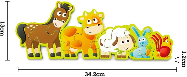Drevené puzzle Hape Puzzle – Zvieratká a číslice, 10 dielikov ...
