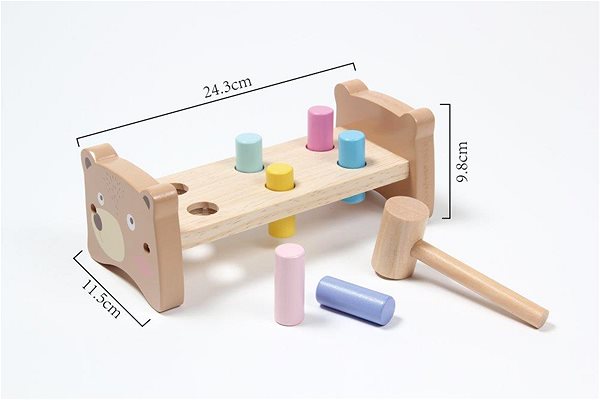 Zatĺkačka Hope Toys Detská drevená zatĺkačka – farebné kolíky ...