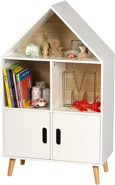 Shelving Unit DOCHTMANN Children's bookcase house, storage shelf for children, white 60 × 30 × 103 cm ...