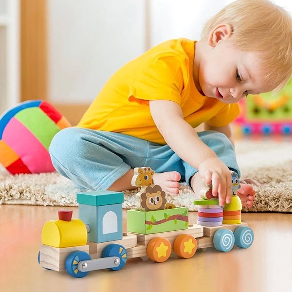 Costway Stacking train with animal figures.