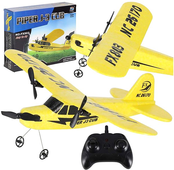 KIK KX4307 RC plane FX803 Piper 150 mAh, 2.4 GHz, yellow.