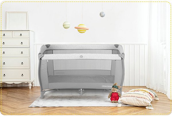 Ricokids RK-242 travel cot, grey.