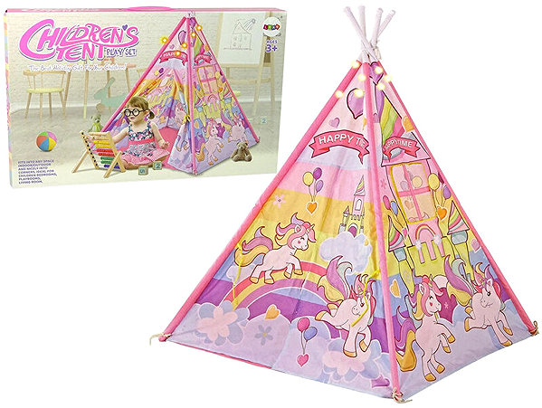 Tent for Children LEAN Toys 10514 Children's tent with light effects and unicorns, pink ...