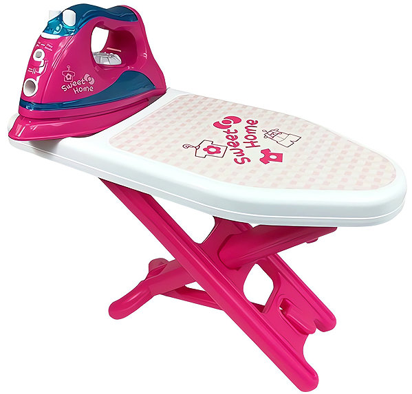 LEAN Toys 4847 children's ironing board with iron, pink.