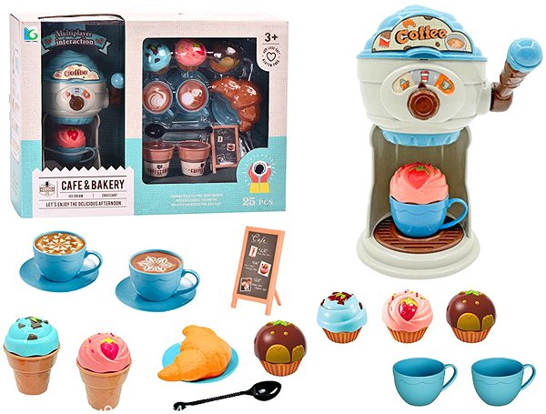 LEAN Toys 10797 Coffee shop set with ice cream maker, cups and muffins .